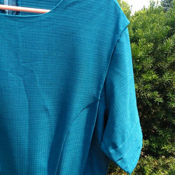 Amish Mennonite Cape Dress Plus Size 46"B 37"W Handmade Modest Teal Blue Prairie - Picture 10 of 11